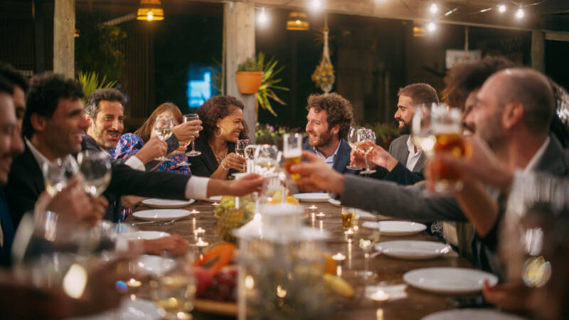 Friends Celebrating at a Restaurant