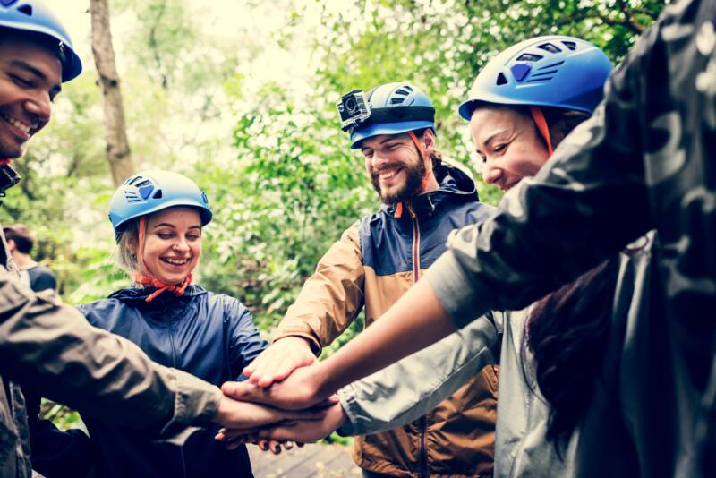 Team building outdoor in the forest