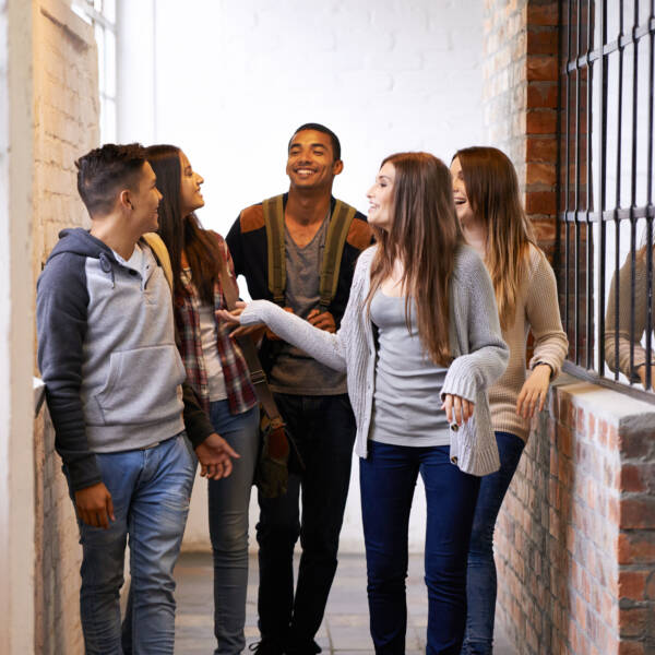A group of young people socialising